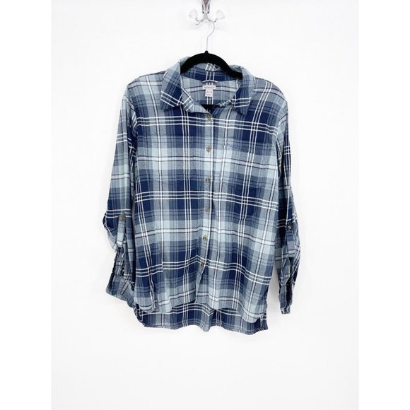 Carhartt Other - Carhartt Youth Size 12/14 Large Blue Gray 100% Cotton Flannel Shirt